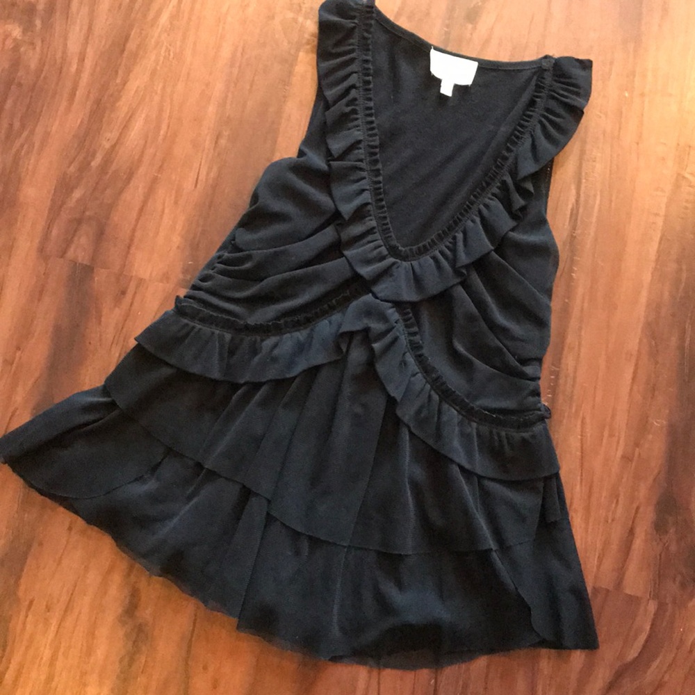SOLD Deletta Black Ruffle Sleeveless Top